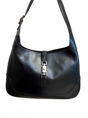 Gucci vintage y2k Tom Ford RARE large black leather Jackie hobo shoulder bag